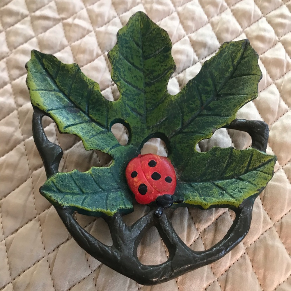 💋SOLD💋🆕🆕🆕 LADYBUG & LEAF Painted Iron Piece